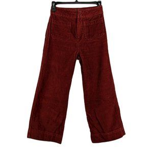 Marine Layer Womens Crop Corduroy Red Wide Leg High Rise Pant Sz 2